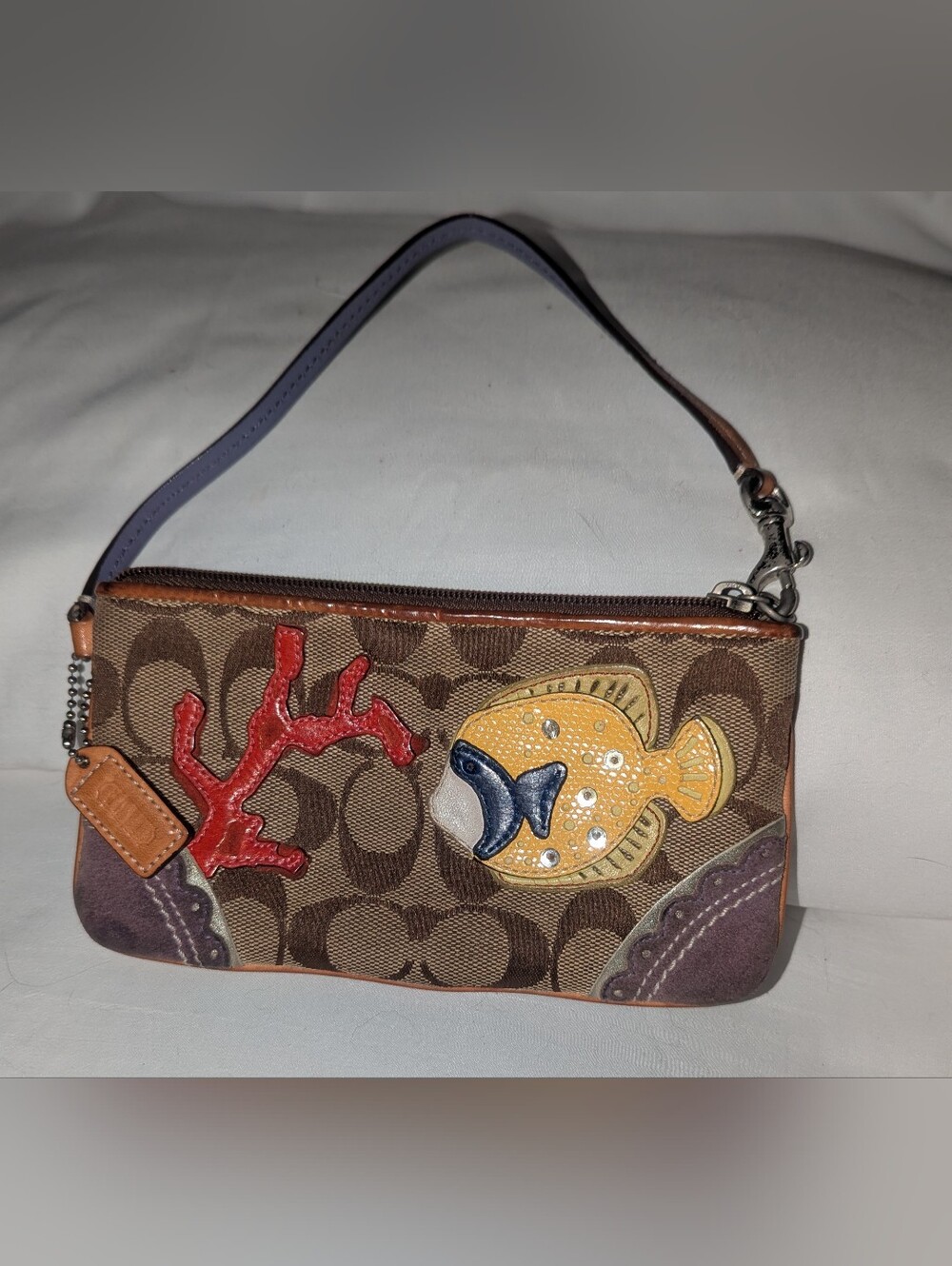 Coach Limited Edition Resort Fish Coral Critter Signature Demi Wristlet